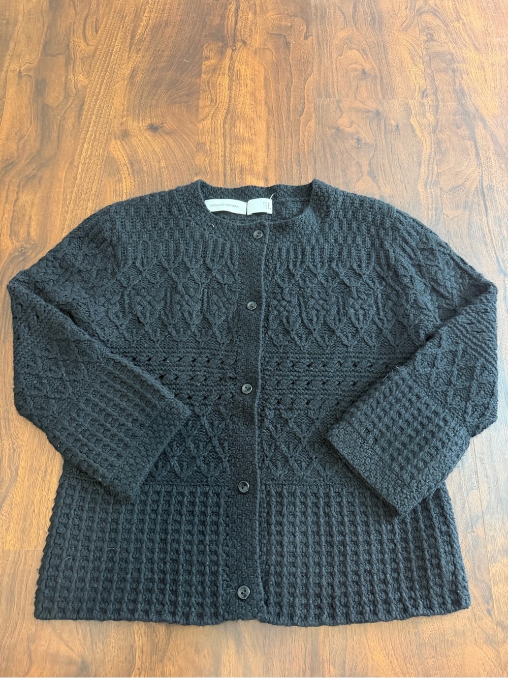 TSE Black Knit Button-Front Sweater Cardigan 100% Cashmere